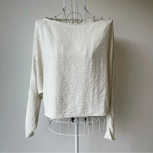 Naf naf Paris long sleeve scoop neck relaxed fit top ivory size M